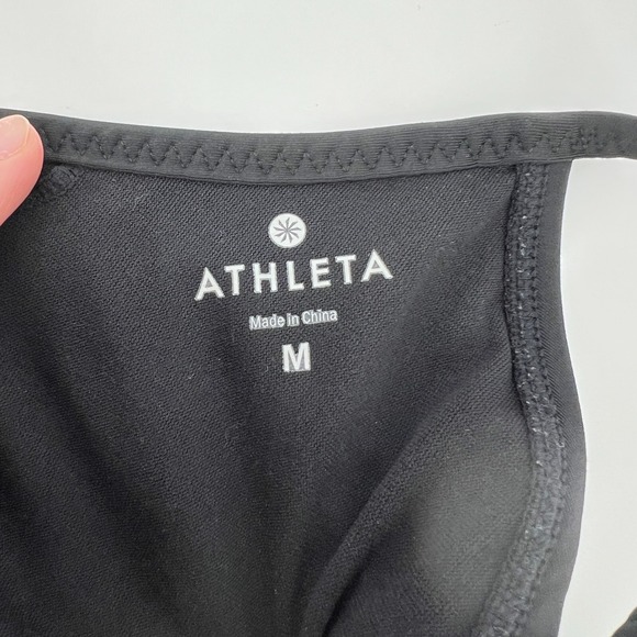 Athleta Women‎ M Veracruz Stripe Tankini Top Black White Tan Wireless Swim Pool - Picture 7 of 8